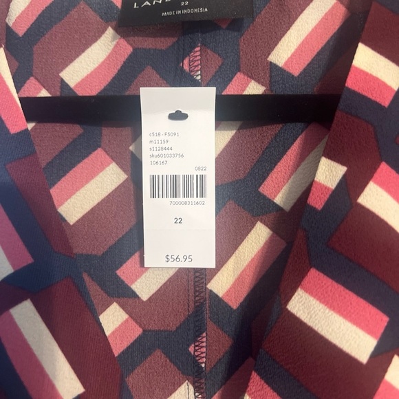 Lane Bryant size 22 long sleeve wrap top geometic print NEW with tags - Picture 5 of 7
